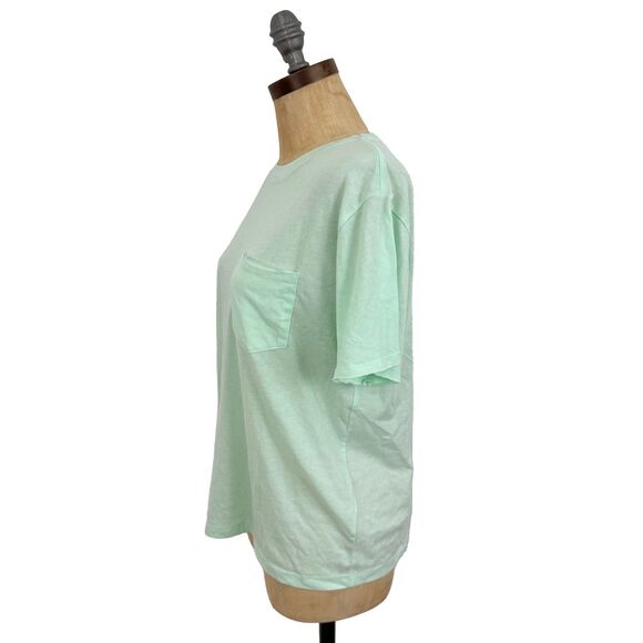 MARINE LAYER Boyfriend Crew Tee S Fair Aqua Green Pocket T-Shirt NWT B63 - Picture 4 of 5